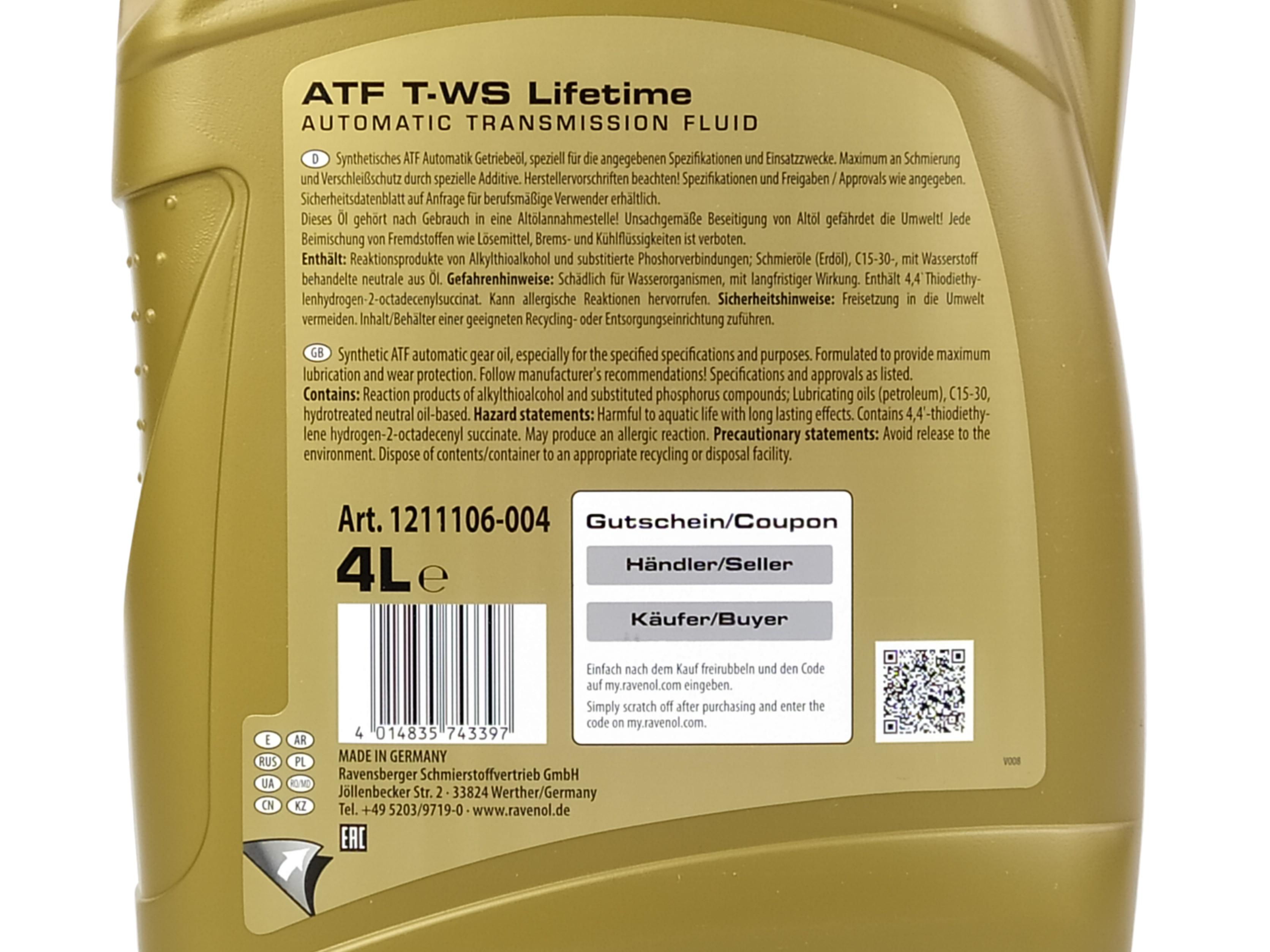 RAVENOL RAV ATF T-WS 4L